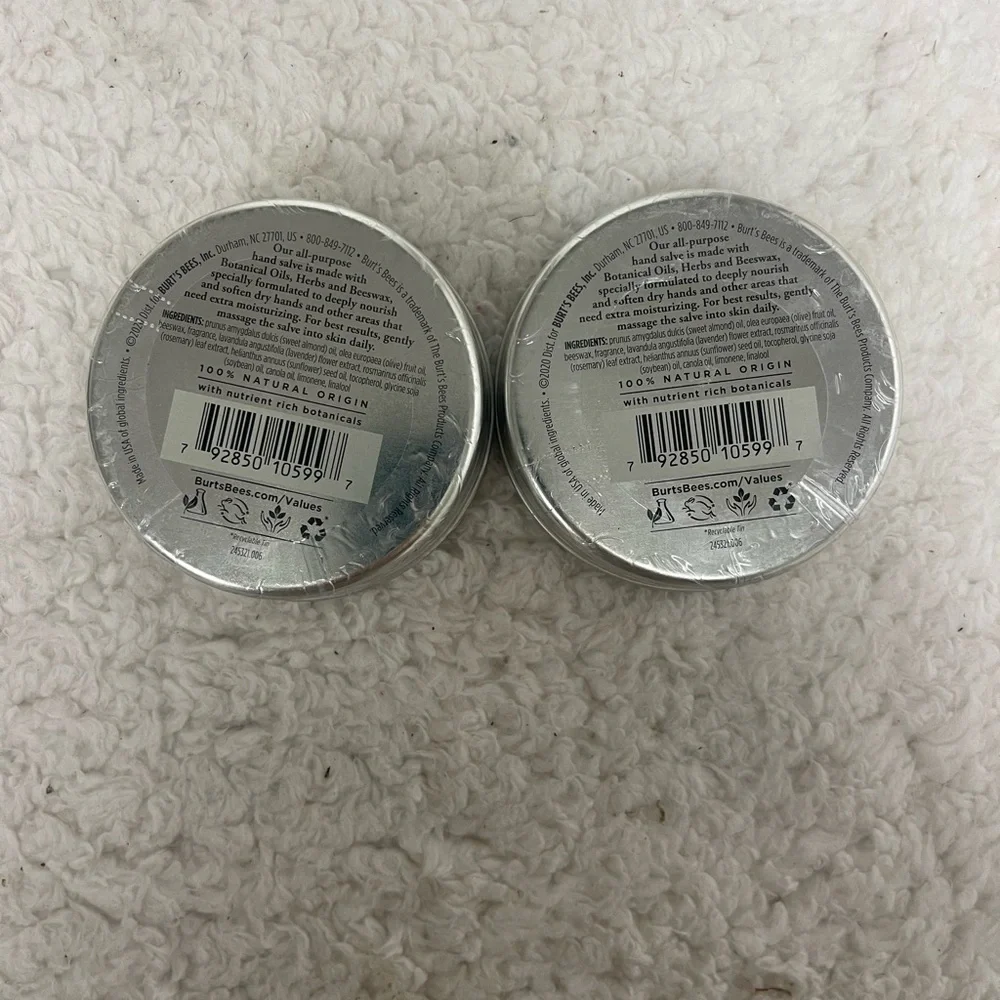 2 Pack Burt's Bees HAND SALVE .3 oz 100% Natural beeswax Balm